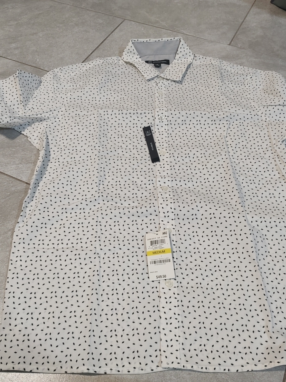 Modern Printed Short-Sleeve Shirt - White with Black Print
